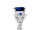 Silver Round Cut Blue Sapphire  Halo Twist Band Solitaire Prong Setting Ring_17