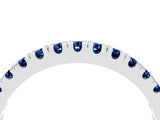 Silver Round Cut Blue Sapphire Pavé Set Thin Band_10