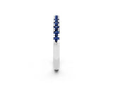 Silver Round Cut Blue Sapphire Pavé Set Thin Band_8