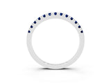 Silver Round Cut Blue Sapphire Pavé Set Thin Band_9