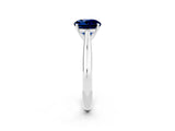 Silver Round Cut Blue Sapphire Solitaire Engagement Ring with Cathedral Setting and Four-Prong Mount_14