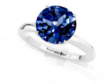 Silver Round Cut Blue Sapphire Solitaire Ring with Thin Band and Prong Setting_43