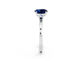 Silver Round Cut Blue Sapphire Solitaire Ring with Thin Band and Prong Setting_44