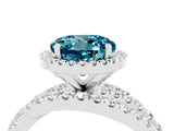Silver Round Cut Blue Topaz Halo Ring with Round Split Shank and Prong Setting_70