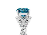 Silver Round Cut Blue Topaz  Halo Twist Band Solitaire Prong Setting Ring_17