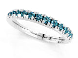 Silver Round Cut Blue Topaz Pavé Set Thin Band_7