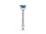 Silver Round Cut Blue Topaz Pavé Solitaire Ring with Round Band and Prong Setting_44