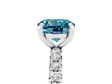 Silver Round Cut Blue Topaz Pavé Solitaire Ring with Round Band and Prong Setting_47