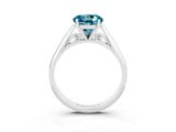 Silver Round Cut Blue Topaz Solitaire Engagement Ring with Cathedral Setting and Four-Prong Mount_15