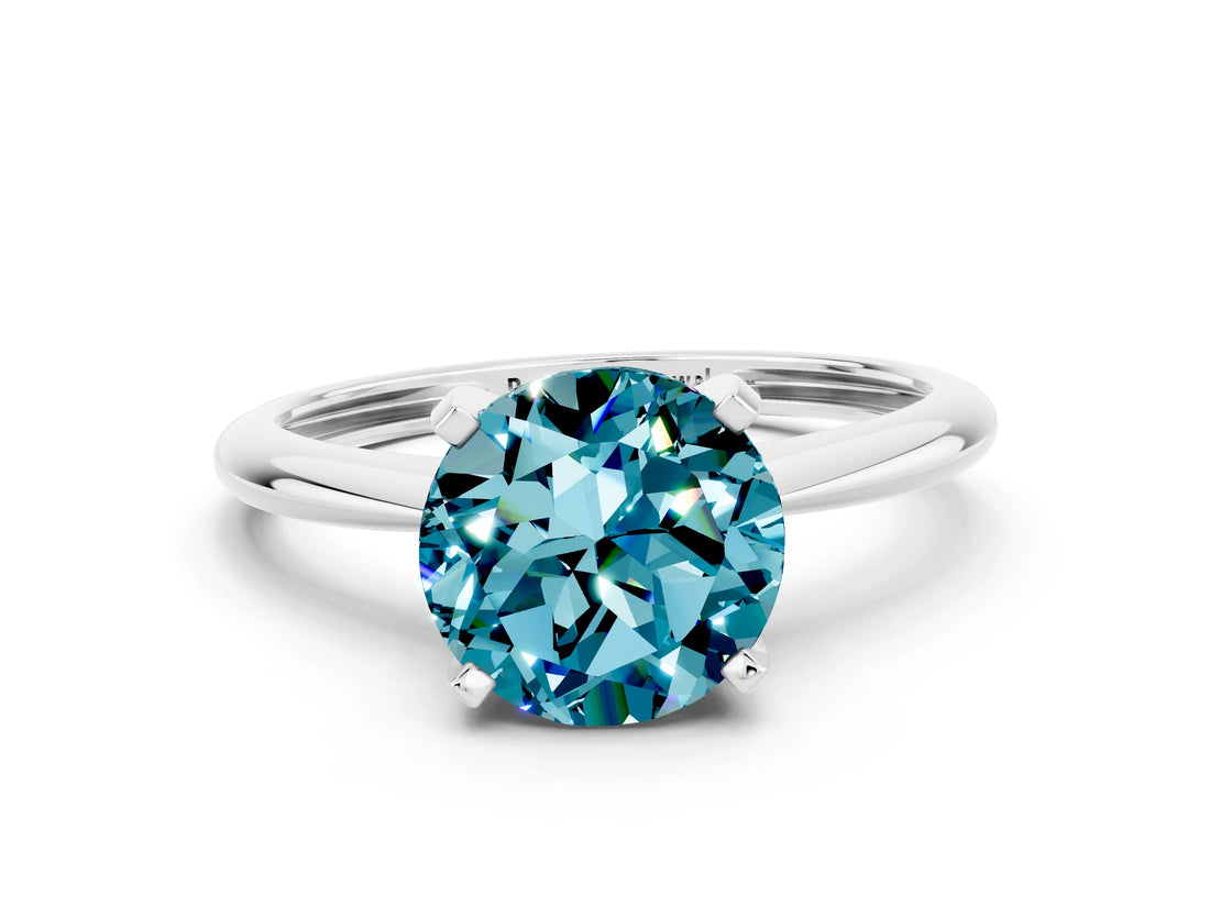 Silver Round Cut Blue Topaz Solitaire Engagement Ring with Classic Band and Four-Prong Setting_12