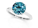 Silver Round Cut Blue Topaz Solitaire Engagement Ring with Classic Band and Four-Prong Setting_13