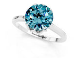 Silver Round Cut Blue Topaz Solitaire Ring with Flower Prong Setting and Classic Band_1