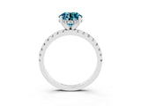 Silver Round Cut Blue Topaz Solitaire Ring with Round  Pavé Band and Four-Prong Setting_33