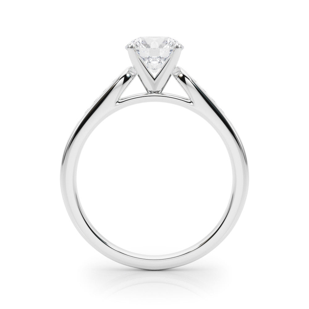 Silver Round Cut Channel Set Solitaire Engagement Ring with Four-Prong Setting 1
