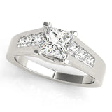 Silver Round Cut Channel Set Solitaire Ring with Four-Prong Setting