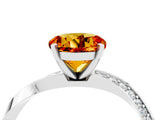 Silver Round Cut Citrine Engagement Ring with Side Stone Accents and Four-Prong Setting_28