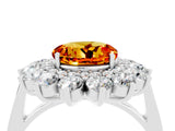 Silver Round Cut Citrine Floral Double Halo Engagement Ring with Prong Setting_130