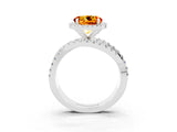 Silver Round Cut Citrine Halo Ring with Round Split Shank and Prong Setting_69