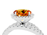Silver Round Cut Citrine Halo Ring with Round Split Shank and Prong Setting_70