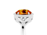 Silver Round Cut Citrine Halo Ring with Tapered Band and Four-Prong Setting_11