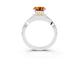 Silver Round Cut Citrine  Halo Twist Band Solitaire Prong Setting Ring_15