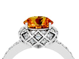 Silver Round Cut Citrine Scalloped Halo Engagement Ring with Round Shared Prong Band_112