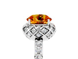 Silver Round Cut Citrine Scalloped Halo Engagement Ring with Round Shared Prong Band_113