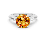 Silver Round Cut Citrine Solitaire Engagement Ring with Cathedral Setting and Four-Prong Mount_12