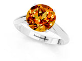 Silver Round Cut Citrine Solitaire Engagement Ring with Cathedral Setting and Four-Prong Mount_13