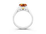Silver Round Cut Citrine Solitaire Engagement Ring with Cathedral Setting and Four-Prong Mount_15