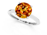 Silver Round Cut Citrine Solitaire Engagement Ring with Classic Band and Four-Prong Setting_13