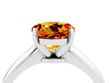 Silver Round Cut Citrine Solitaire Engagement Ring with Classic Band and Four-Prong Setting_16