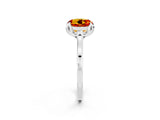 Silver Round Cut Citrine Solitaire Ring with Flower Prong Setting and Classic Band_14