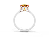 Silver Round Cut Citrine Solitaire Ring with Flower Prong Setting and Classic Band_15