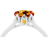 Silver Round Cut Citrine Solitaire Ring with Flower Prong Setting and Classic Band_16