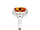 Silver Round Cut Citrine Solitaire Ring with Flower Prong Setting and Classic Band_17