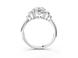 Silver Round Cut Cut Diamond Cluster Ring with Solitaire Band and Four-Prong Setting_10