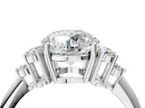 Silver Round Cut Cut Diamond Cluster Ring with Solitaire Band and Four-Prong Setting_11