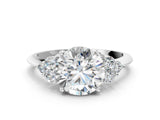 Silver Round Cut Cut Diamond Cluster Ring with Solitaire Band and Four-Prong Setting_7