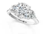 Silver Round Cut Cut Diamond Cluster Ring with Solitaire Band and Four-Prong Setting_8
