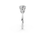 Silver Round Cut Cut Diamond Cluster Ring with Solitaire Band and Four-Prong Setting_9