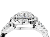 Silver Round Cut Cut Diamond Halo Engagement Ring with Open Split Pavé Band_17