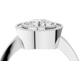 Silver Round Cut-Cut Diamond Halo Engagement Ring with Pave Band and Prong Setting_17