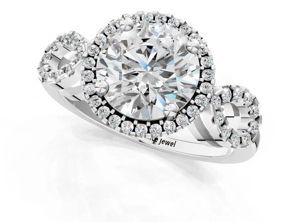 Sterling Silver Round Pave Infinity Halo Engagement Ring Setting