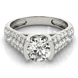 Silver Round Cut Diamond Channel Set Pave Band with Tension Prong Setting 2