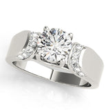 10K White Gold 2.55 Carat D VVS2 Round Cut Diamond Channel Set Solitaire Ring with Four-Prong Setting