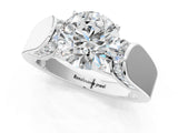 Silver Round Cut Diamond Channel Set Solitaire Ring with Four-Prong Setting_1618