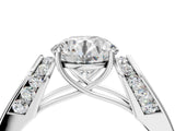 Silver Round Cut Diamond Channel Set Solitaire Ring with Four-Prong Setting_1621