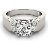 10K White Gold 2.55 Carat D VVS2 Round Cut Diamond Channel Set Solitaire Ring with Four-Prong Setting