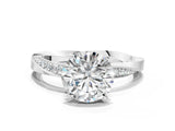 Silver Round Cut Diamond Engagement Ring with Side Stone Accents and Four-Prong Setting_20